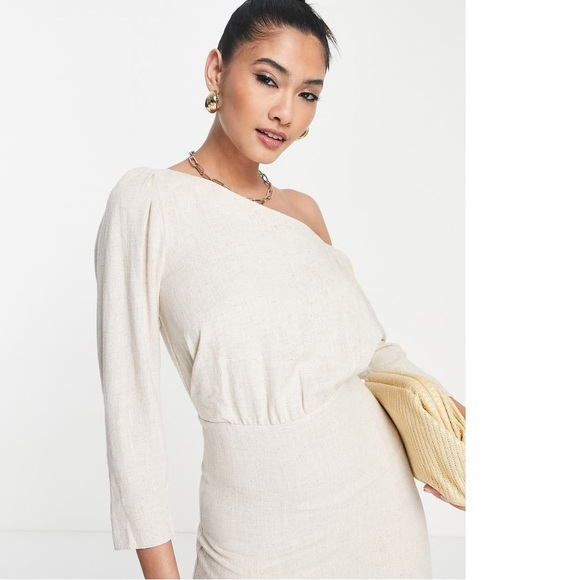 ASOS linen one-shoulder dress - Picture 2 of 3